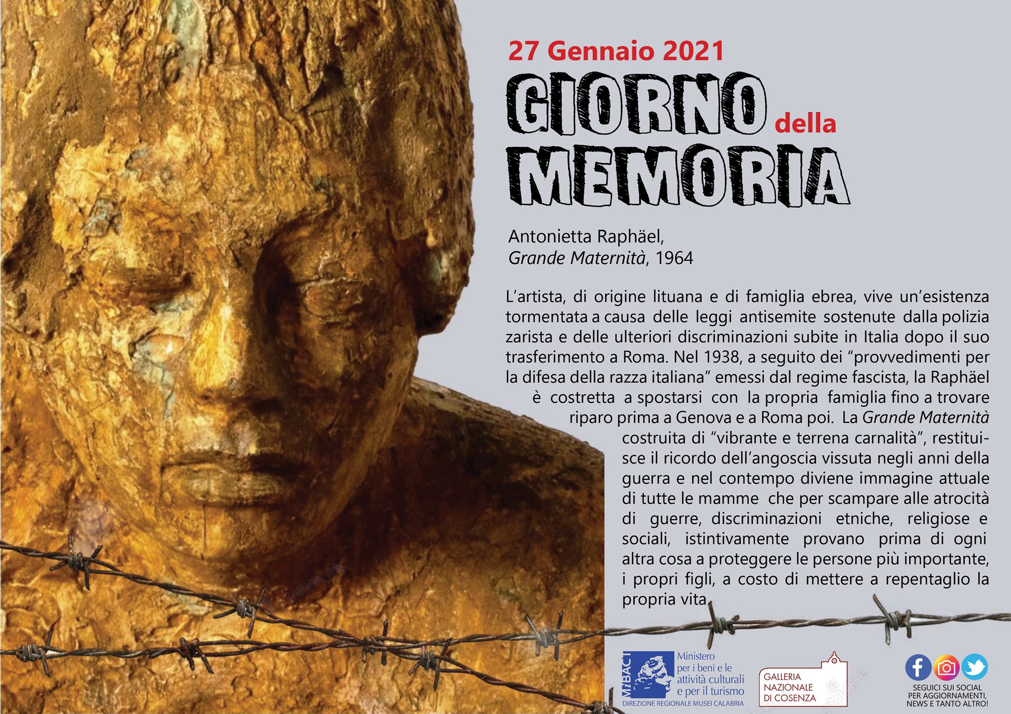 GIORNATA DELLA MEMORIA 2021 - Antonietta Raphaël alla Galleria nazionale di Cosenza